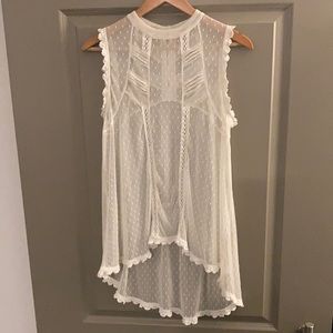 Free People White Lace Top